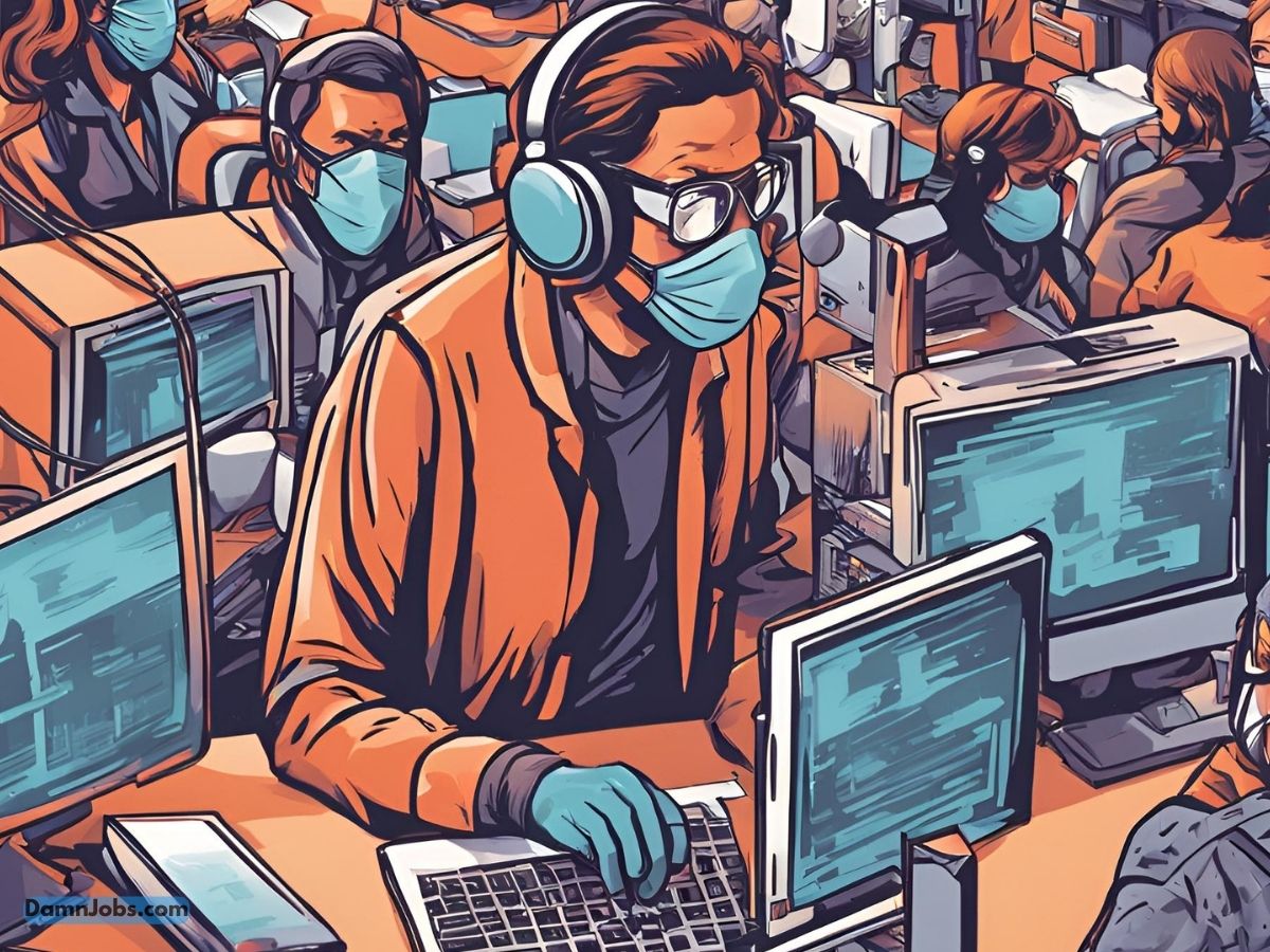 The Digital COVID-19: How a Single CrowdStrike Glitch Grounded the World’s Tech man wearing mask working