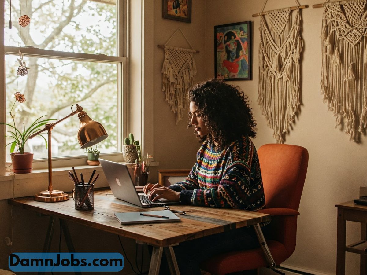 Remote work is working at home using a computer.