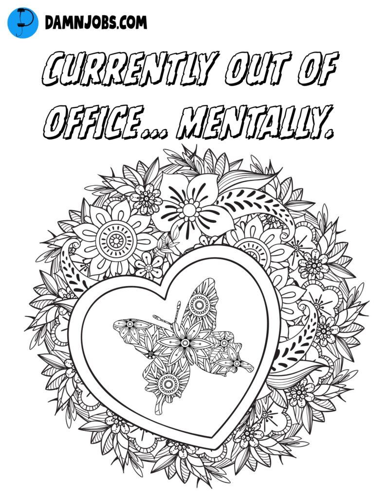 currently out of office mentally butterfly flowers patterns free coloring page 