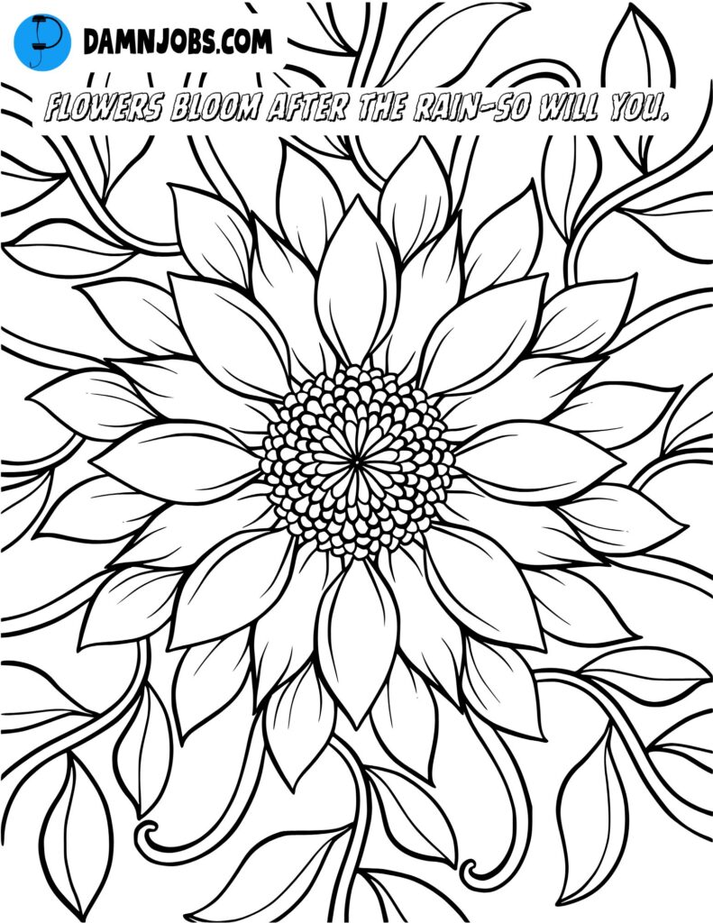 flowers bloom after the rain so will you big flower mandala’s free coloring page 