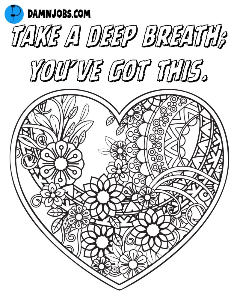 take a deep breath you've got this heart patterns mandalas free coloring page 