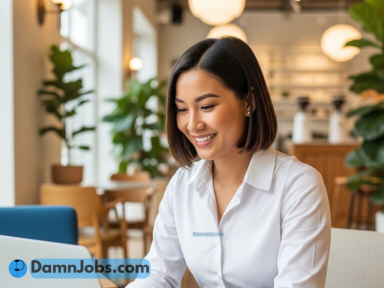 Young job seeker writing a standout cover letter on a laptop in a coffee shop
