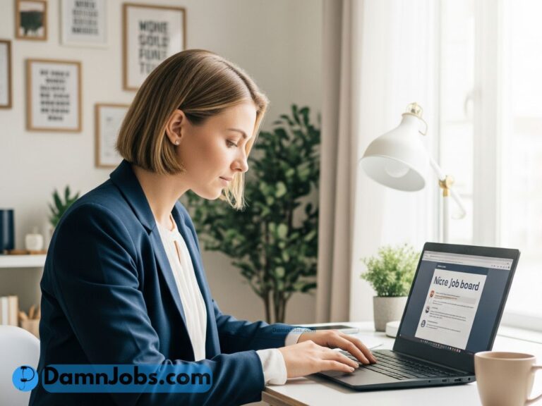 Person applying for jobs online without using LinkedIn in a cozy home office