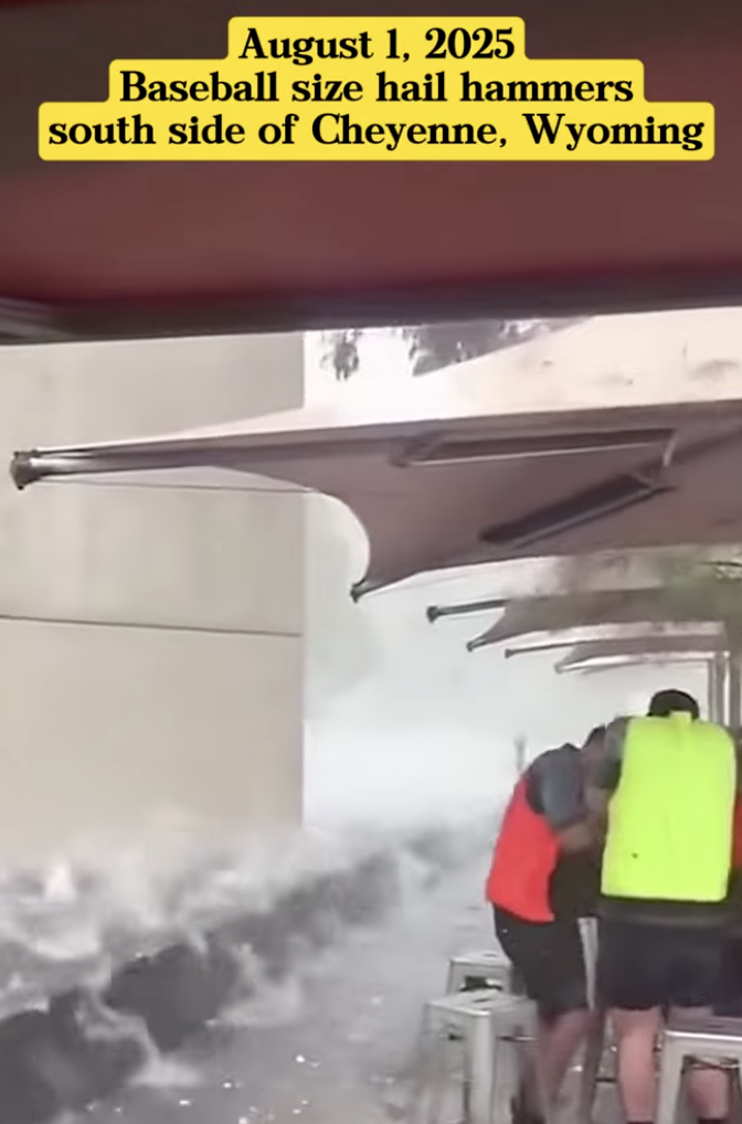 August 1, 2025 Baseball size hail hammers south side of Cheyenne, Wyoming