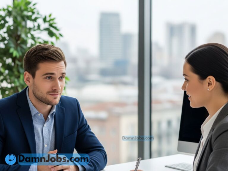 someone is interviewed by a job manager