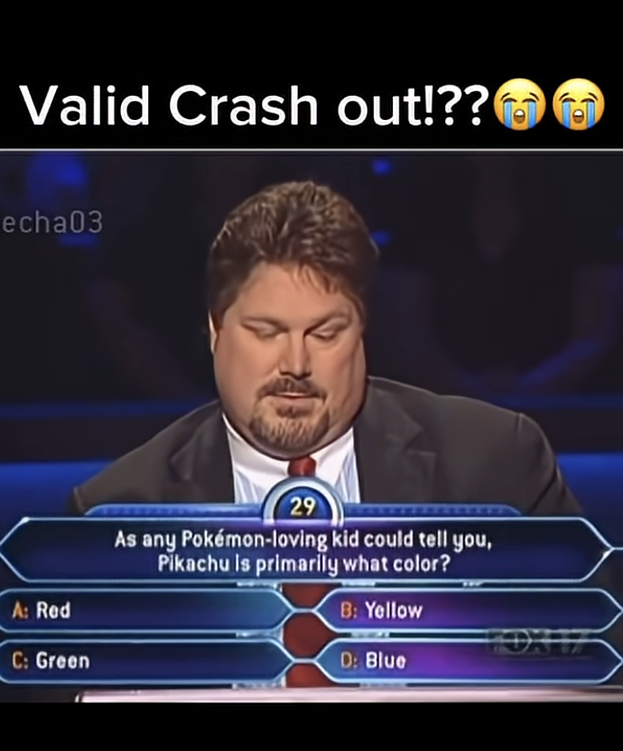 Valid Crashout?? 💀 Pikachu’s Color Choice on Who Wants to Be a Millionaire!