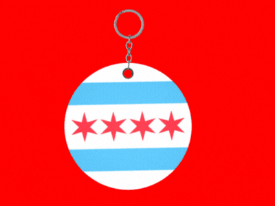 Chicago Flag Circle Keychain