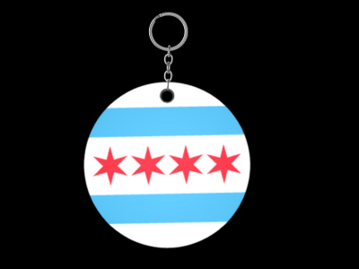 Chicago Flag Circle Keychain