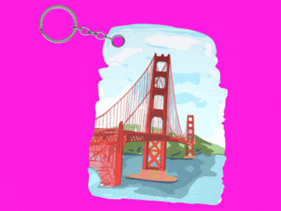 Golden Gate Bridge Watercolor Keychain