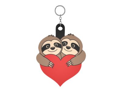 Heart & Sloth Love Keychain – Adorable 3D Design
