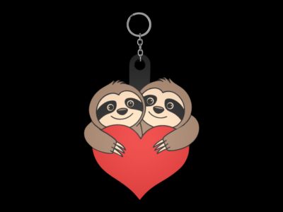Heart & Sloth Love Keychain – Adorable 3D Design