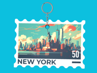 New York Stamp 50 Keychain 