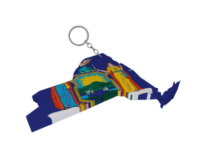 New York State Flag on New York Map Keychain