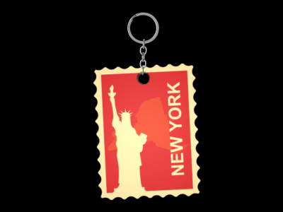 New York Statue of Liberty Stamp Keychain