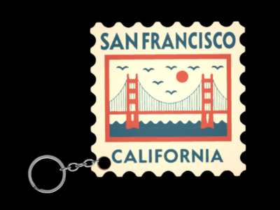 golden gate bridge keychain, 3d printed san francisco, san francisco keychain, USA souvenir keychain, iconic red bridge keychain, tourist gift idea, travel souvenir, california landmark keychain