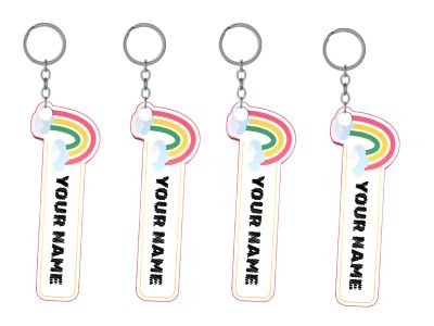 Custom Rainbow Name Tag Keychain