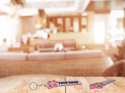 Cute Pink Flower Name Tag for Kids