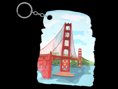 Golden Gate Bridge Watercolor Keychain