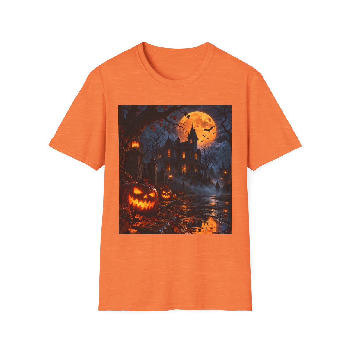 Halloween Haunted House T-Shirt – Jack-o'-Lantern Moonlight Graphic Tee