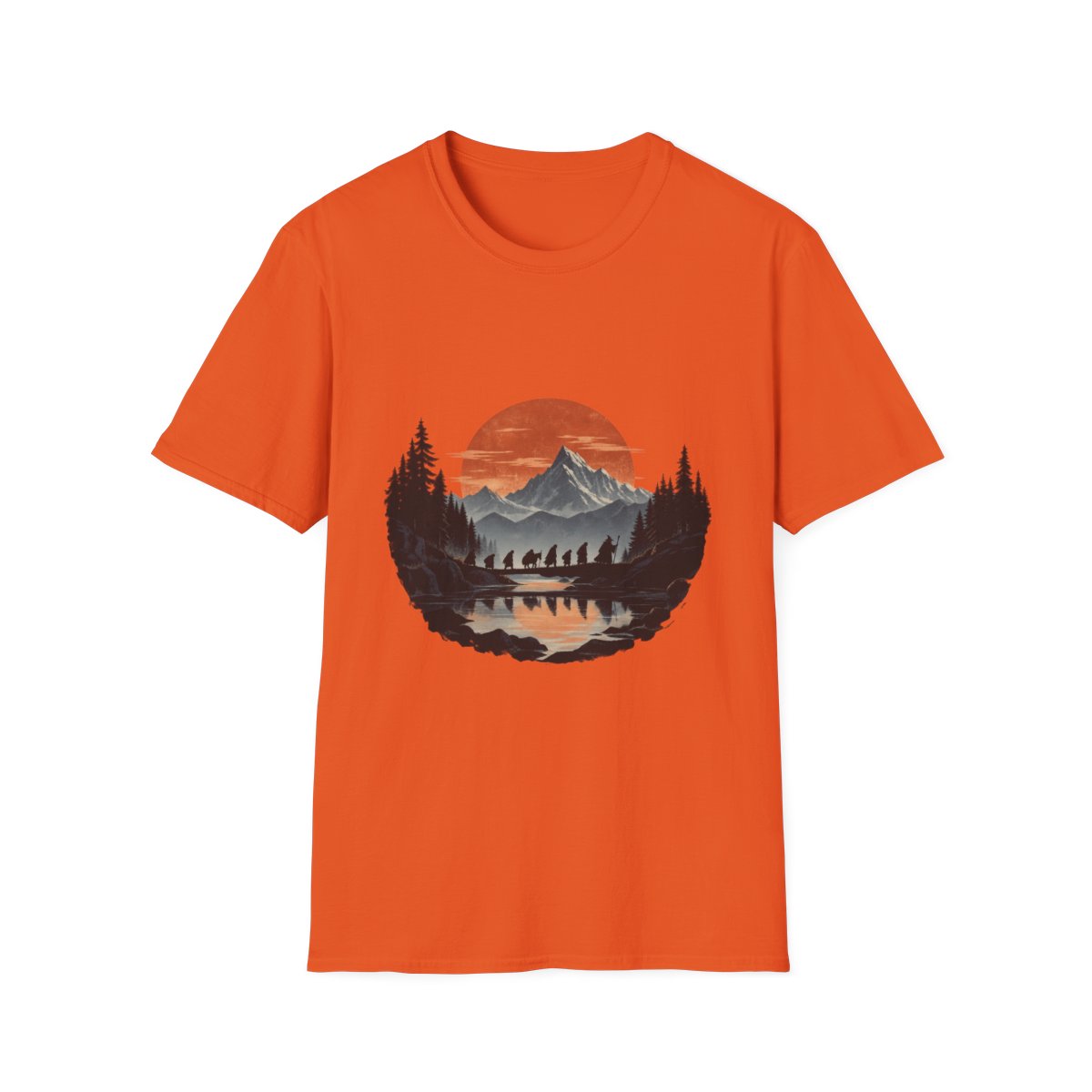 Mountain Sunset T-Shirt — Scenic Forest Lake Graphic Tee