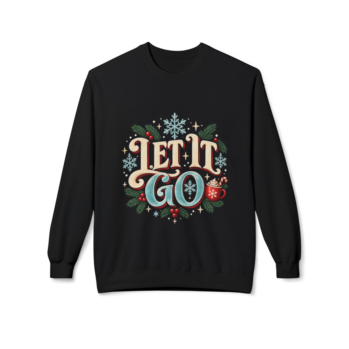 Christmas Sweatshirt Let It Go Snowflake Graphic Crewneck Holiday Pullover
