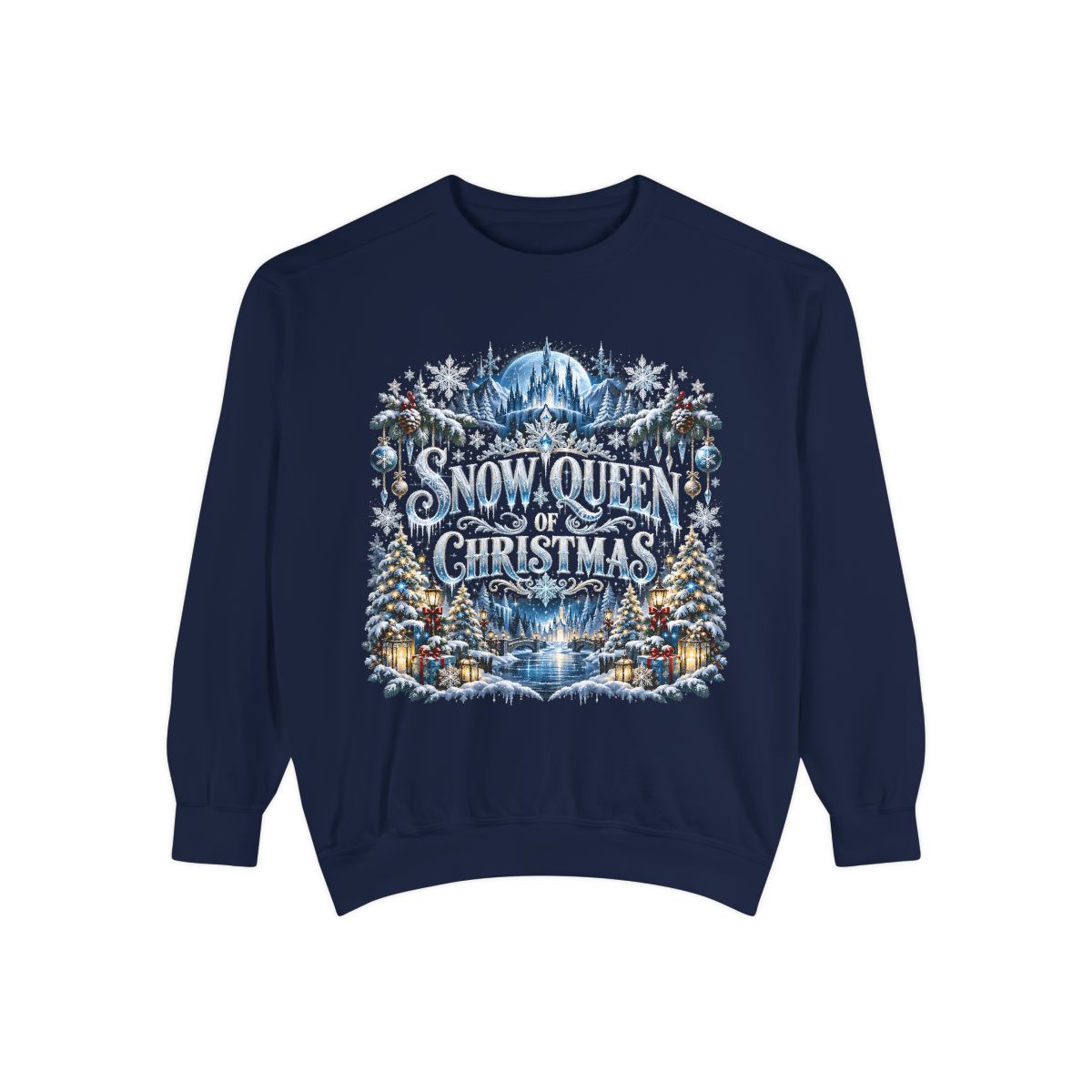 Christmas Sweatshirt Snow Queen Graphic Crewneck Winter Holiday Pullover for Adults