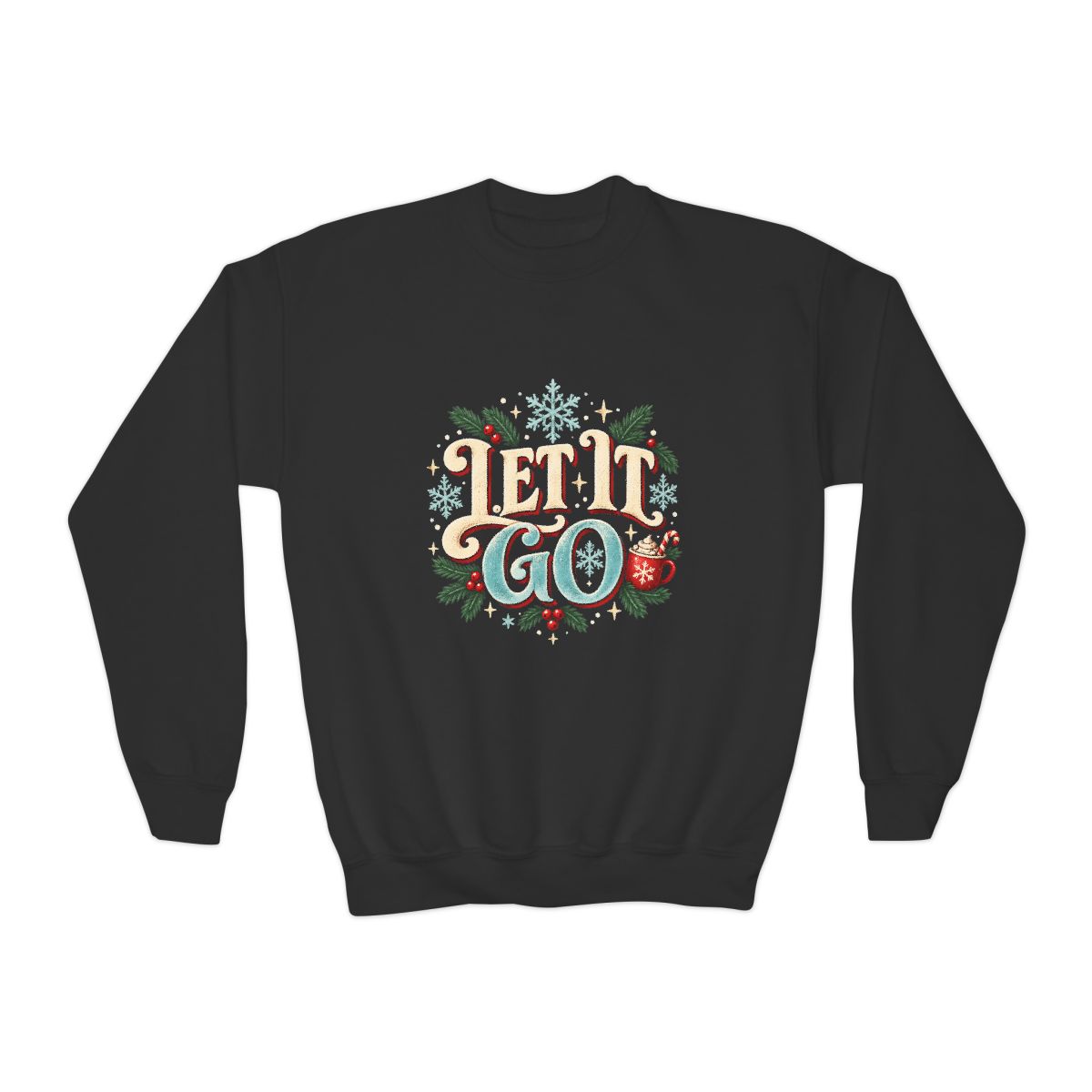 Kids Christmas Sweatshirt Let It Go Graphic Crewneck Youth Holiday Pullover