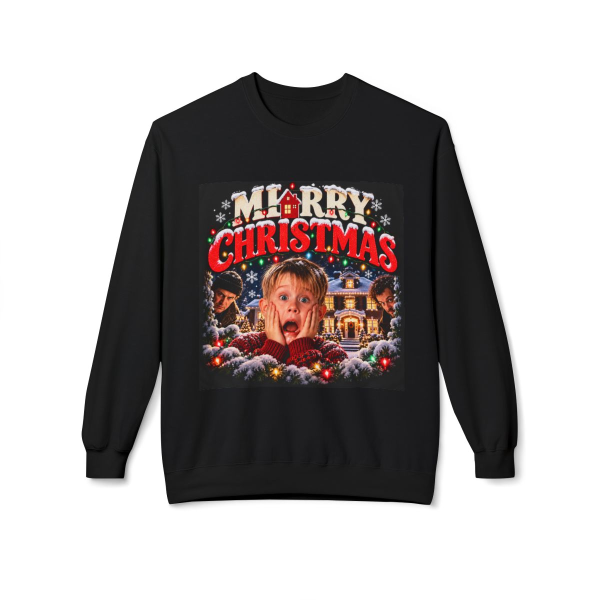 Merry Christmas Home Alone Christmas Crewneck Sweatshirt Funny Christmas Sweatshirt Merry Christmas Holiday Movie Graphic Crewneck