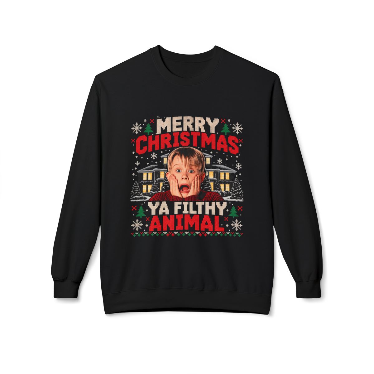 Merry Christmas Ya Filthy Animal Holiday Sweatshirt Holiday Graphic Crewneck Funny Christmas Sweatshirt